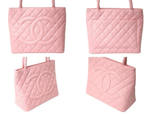 CHANEL シャネル 復刻トートバック A01804 10番台 2003年頃 キャビアスキン ピンク 美品 中古 4c069401