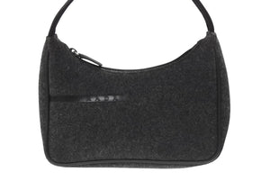極美品 PRADA プラダ プラダスポーツ ワンショルダーバッグ ウール ナイロンキャンバス チャコール ブラック シルバー金具 中古 4b006941