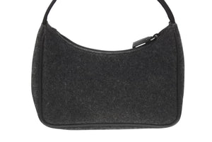 極美品 PRADA プラダ プラダスポーツ ワンショルダーバッグ ウール ナイロンキャンバス チャコール ブラック シルバー金具 中古 4b006941