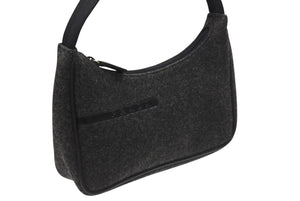極美品 PRADA プラダ プラダスポーツ ワンショルダーバッグ ウール ナイロンキャンバス チャコール ブラック シルバー金具 中古 4b006941