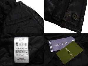 新品,未使用 NAUTICA ノーティカ フェイクレザー ブラック レザージャケット タグ付 サイズM 中古 4c069410