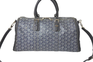 GOYARD ゴヤール クロワジエール35 ボストンバッグ グレー PVC レザー シルバー金具 美品 中古 4c069428