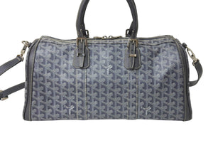 GOYARD ゴヤール クロワジエール35 ボストンバッグ グレー PVC レザー シルバー金具 美品 中古 4c069428