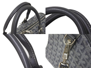 GOYARD ゴヤール クロワジエール35 ボストンバッグ グレー PVC レザー シルバー金具 美品 中古 4c069428