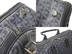 GOYARD ゴヤール クロワジエール35 ボストンバッグ グレー PVC レザー シルバー金具 美品 中古 4c069428