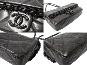 新品同様 CHANEL シャネル マトラッセ チェーンミー Wチェーンショルダーバッグ A50491 16番台 マットグレー ココマーク カーフスキン 中古 4c069434