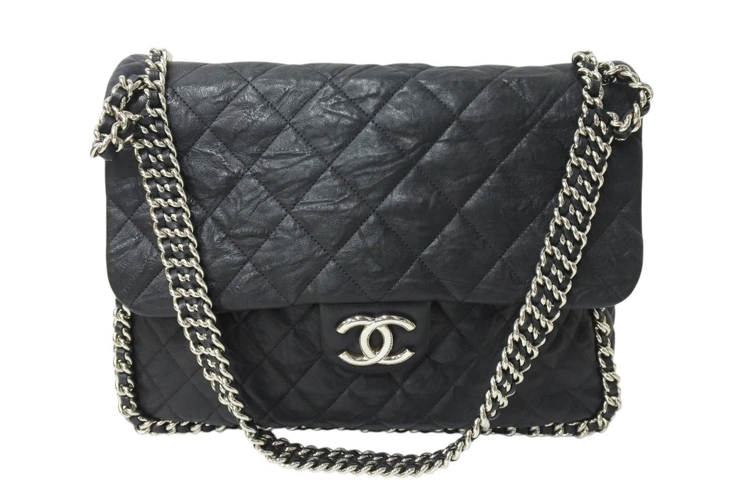 CHANEL シャネル マトラッセ33 チェーンアラウンド チェーンショルダーバッグ 19番台 ラムスキン ココマーク シルバー金具 美品 中古 4c069436