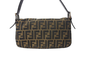 FENDI フェンディ マンマバケット ワンショルダーバッグ ズッカ柄 コットンキャンバス レザー シルバー金具 美品 中古 4c069440 
