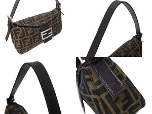 FENDI フェンディ マンマバケット ワンショルダーバッグ ズッカ柄 コットンキャンバス レザー シルバー金具 美品 中古 4c069440 