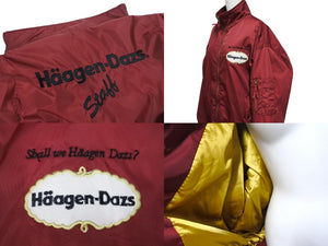 Häagen-Dazs ハーゲンダッツ スタッフジャケット MA-1 ナイロン ポリエステル アクリル レッド ゴールド 美品 中古 4c069479
