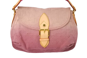 極美品 LOUIS VUITTON ルイヴィトン サンレイ ハンドバッグ M40416 モノグララムデニム レザー ピンク グラデーション 中古 4c069483
