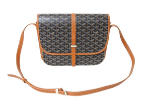 極美品 GOYARD ゴヤール ベルヴェデーレMM ショルダーバッグ ブラウン PVC レザー シルバー金具 中古 4c069485