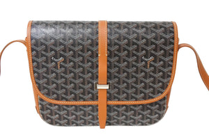 極美品 GOYARD ゴヤール ベルヴェデーレMM ショルダーバッグ ブラウン PVC レザー シルバー金具 中古 4c069485