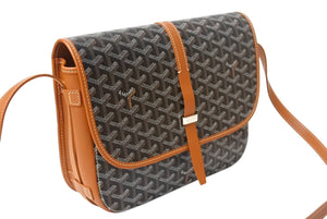 極美品 GOYARD ゴヤール ベルヴェデーレMM ショルダーバッグ ブラウン PVC レザー シルバー金具 中古 4c069485