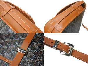 極美品 GOYARD ゴヤール ベルヴェデーレMM ショルダーバッグ ブラウン PVC レザー シルバー金具 中古 4c069485