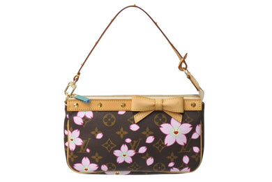 新品同様 LOUISVUITTON ルイヴィトン 村上隆 ポシェットアクセソワール ポーチ M92006 モノグラムチェリーブロッサム 中古 4c069495