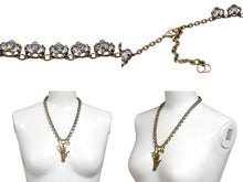 Load image into Gallery viewer, ChristianDior クリスチャンディオール ラインストーン エイジドメタル ハンドチャーム ネックレス ゴールド 48.3g 美品 中古 4c069509