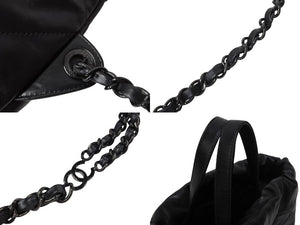 CHANEL シャネル 22 リュック バックパック AS3313 カーフスキン オールブラック ロゴプレート キルティング 美品 中古 4c069521