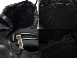 CHANEL シャネル 22 リュック バックパック AS3313 カーフスキン オールブラック ロゴプレート キルティング 美品 中古 4c069521