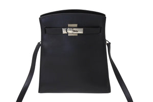 HERMES エルメス ショルダーバッグ ケリースポーツMM □G刻印 ブラック ヴォーエプソン シルバー金具 美品 中古 4c069529