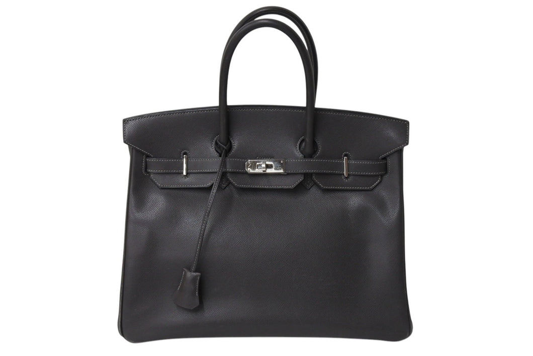 HERMES エルメス BIRKIN バーキン35 エタン シルバー金具 エプソン ハンドバッグ □H刻印 中古 4c069532