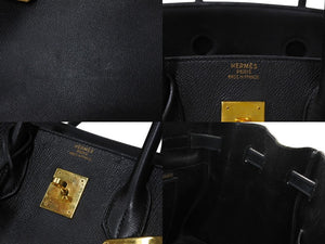 HERMES エルメス BIRKIN バーキン35 ブラック ゴールド金具 エプソン ハンドバッグ □H刻印 中古 4c069533