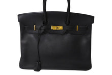 Load image into Gallery viewer, HERMES エルメス BIRKIN バーキン35 ブラック ゴールド金具 エプソン ハンドバッグ □H刻印 中古 4c069533