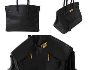 HERMES エルメス BIRKIN バーキン35 ブラック ゴールド金具 エプソン ハンドバッグ □H刻印 中古 4c069533
