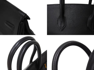 HERMES エルメス BIRKIN バーキン35 ブラック ゴールド金具 エプソン ハンドバッグ □H刻印 中古 4c069533