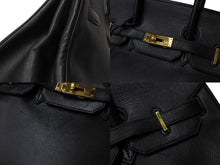 Load image into Gallery viewer, HERMES エルメス BIRKIN バーキン35 ブラック ゴールド金具 エプソン ハンドバッグ □H刻印 中古 4c069533
