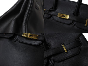 HERMES エルメス BIRKIN バーキン35 ブラック ゴールド金具 エプソン ハンドバッグ □H刻印 中古 4c069533