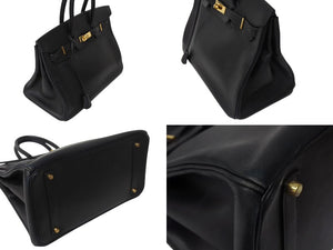 HERMES エルメス BIRKIN バーキン35 ブラック ゴールド金具 エプソン ハンドバッグ □H刻印 中古 4c069533