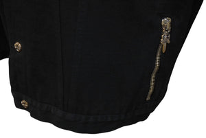新品未使用 CHROME HEARTS クロムハーツ デニムボアジャケット サイズXL ムートンライナー ダガージップ クロスボール ラムレザー 中古 4c069566