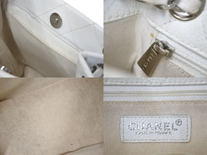 CHANEL シャネル マトラッセ チェーンショルダーバッグ ココマーク 6番台 キャビアスキン ホワイト ゴールド 美品 中古 4c069754