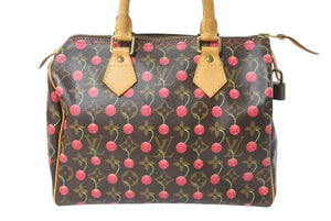 LOUIS VUITTON ルイヴィトン スピーディ25 ハンドバッグ M95009 村上隆 モノグラムチェリー ブラウン 中古 4c069586