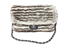 Load image into Gallery viewer, CHANEL シャネル ファー チェーン ショルダーバッグ 11番台 ブラウン ホワイト ココマーク コーティングキャンバス シルバー金具 美品 中古 4c069588