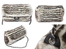 Load image into Gallery viewer, CHANEL シャネル ファー チェーン ショルダーバッグ 11番台 ブラウン ホワイト ココマーク コーティングキャンバス シルバー金具 美品 中古 4c069588