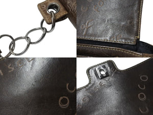 CHANEL シャネル チェーンショルダーバッグ アイコンモチーフ クルーズライン 8番台 2003年 ブラウン シルバー 美品 中古 4c069589