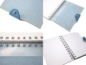 極美品 HERMES エルメス ユリスPM システム手帳 ユニセックス □R刻印 トゴ ブルージーン シルバー金具 中古 4c069603
