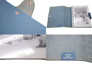極美品 HERMES エルメス ユリスPM システム手帳 ユニセックス □R刻印 トゴ ブルージーン シルバー金具 中古 4c069603