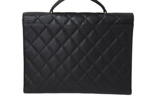 極美品 CHANEL シャネル マトラッセ ブリーフケース ビジネスバッグ キャビアスキン 0番台 ココマーク ゴールド金具 中古 4c069607