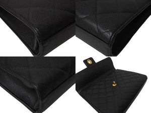 極美品 CHANEL シャネル マトラッセ ブリーフケース ビジネスバッグ キャビアスキン 0番台 ココマーク ゴールド金具 中古 4c069607