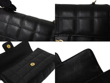 Load image into Gallery viewer, CHANEL シャネル カメリア チョコバー チェーン ミニショルダーバッグ ブラック ラムスキン 14番台 ココマーク ロゴ ゴールド金具 美品 中古 4c069613