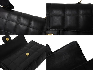 CHANEL シャネル カメリア チョコバー チェーン ミニショルダーバッグ ブラック ラムスキン 14番台 ココマーク ロゴ ゴールド金具 美品 中古 4c069613