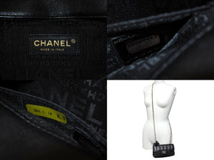 CHANEL シャネル カメリア チョコバー チェーン ミニショルダーバッグ ブラック ラムスキン 14番台 ココマーク ロゴ ゴールド金具 美品 中古 4c069613