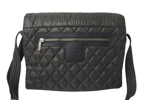 極美品 CHANEL シャネル コココクーン ショルダーバッグ A48617 14番台 ココマーク ナイロン グレー シルバー金具 キルティング 中古 4c069614