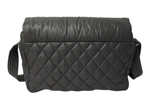 極美品 CHANEL シャネル コココクーン ショルダーバッグ A48617 14番台 ココマーク ナイロン グレー シルバー金具 キルティング 中古 4c069614