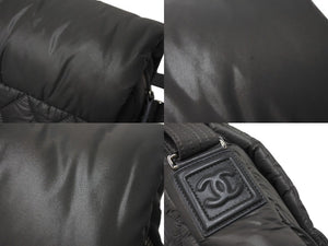 極美品 CHANEL シャネル コココクーン ショルダーバッグ A48617 14番台 ココマーク ナイロン グレー シルバー金具 キルティング 中古 4c069614