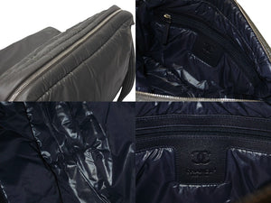 極美品 CHANEL シャネル コココクーン ショルダーバッグ A48617 14番台 ココマーク ナイロン グレー シルバー金具 キルティング 中古 4c069614