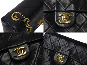 CHANEL シャネル ミニマトラッセ チェーンショルダーバッグ 1番台 ラムスキン ブラック ゴールド金具 美品 中古 4c069618